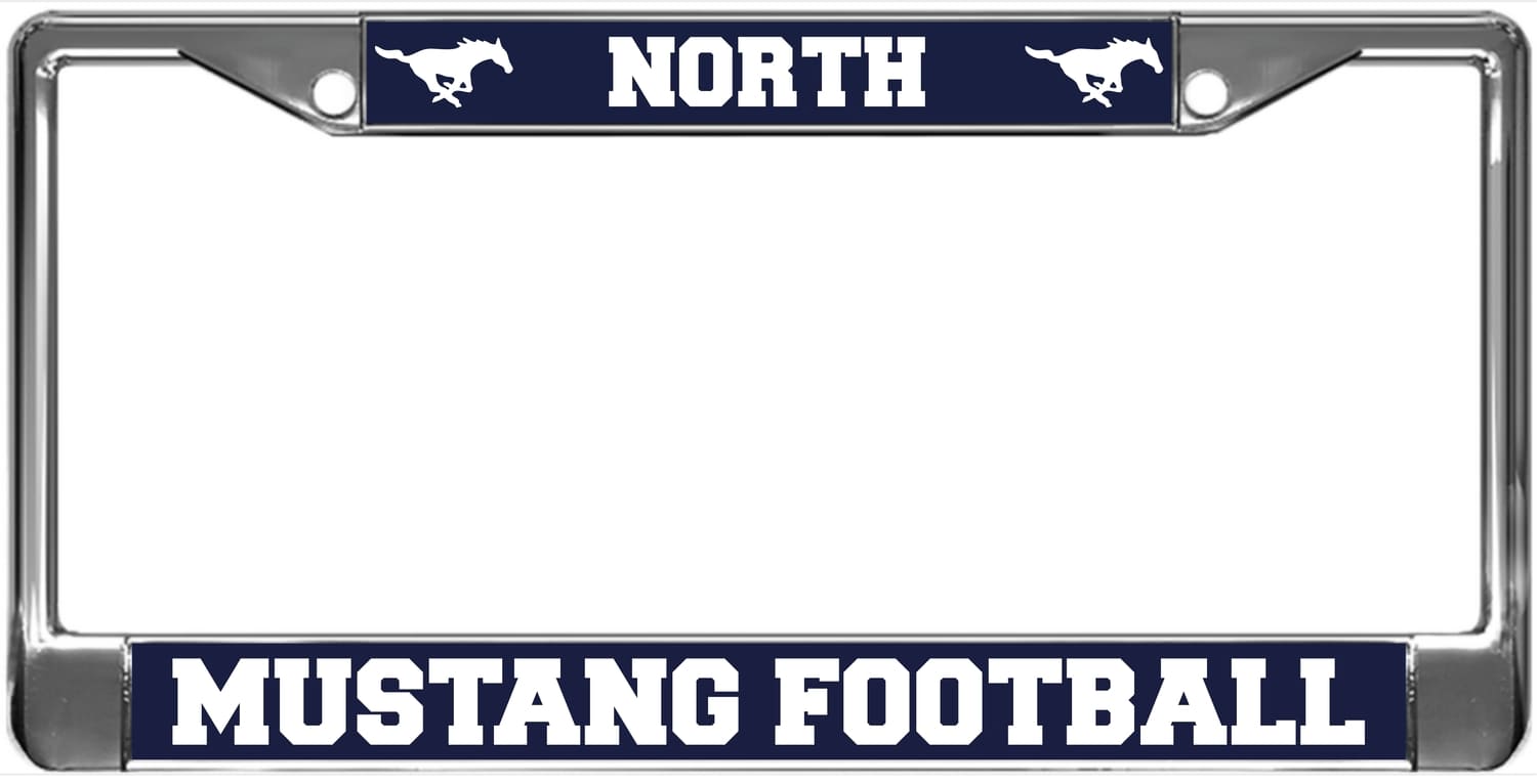 Mustang Football - Metal License Plate Frame